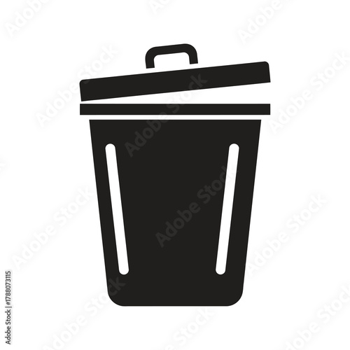 Trash can icon representing a waste bin and a garbage disposal for a recycling and an environmental cleaning with a dustbin