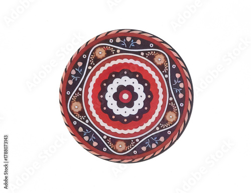 Decorative circle with abstract ornamental pattern isolated on white background