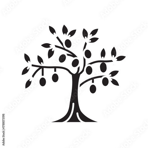 olive tree color flat icon.