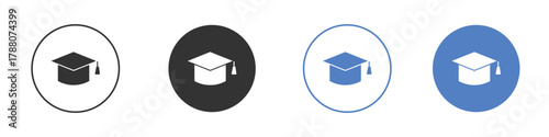 Graduation cap icon pictogram set. Vector icon designs