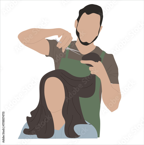man cutting woman's hair at salon