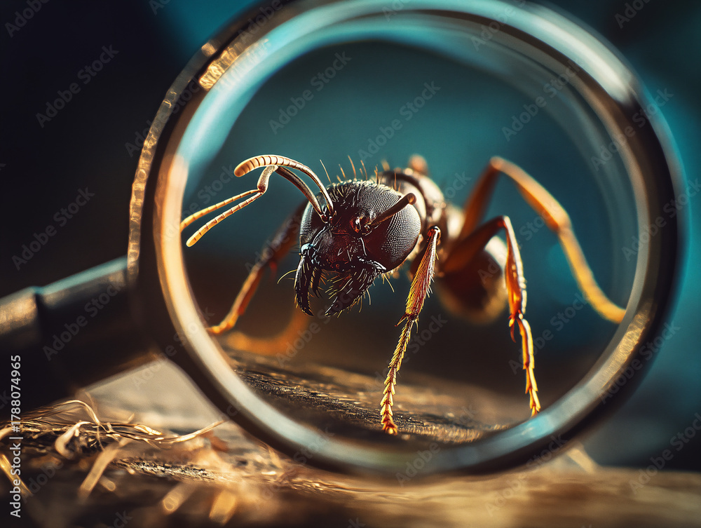 custom made wallpaper toronto digitalClose-Up of an Ant Viewed Through Magnifying Glass, Macro Details of Head, Thorax, and Antennae with Natural Outdoor Blur