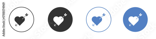 Heart with arrow icon pictogram set. Vector icon designs