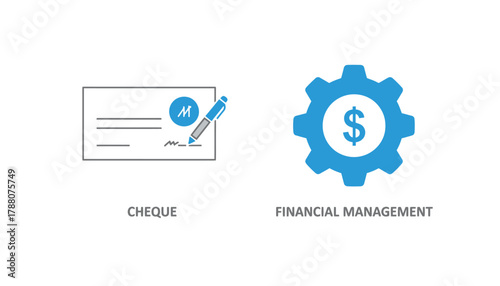 Vector illustration of cheque and financial management icons