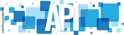 The acronym API displayed prominently with a dynamic blue abstract pattern symbolizing software interface technology