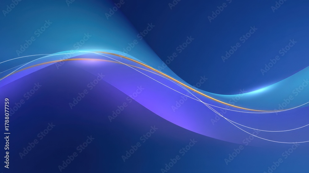 Obraz premium Abstract wavy patterns in vibrant blue and purple, showcasing smooth gradients and soft lines for digital backgrounds and design projects