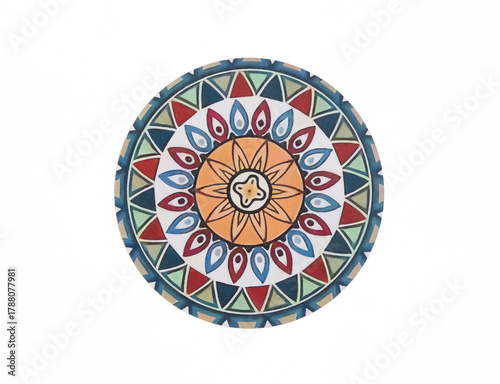 Decorative circle with abstract ornamental pattern isolated on white background