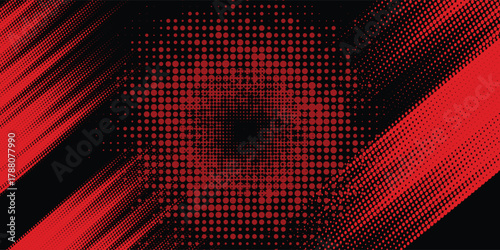 Halftone dots red and blue color pattern gradient grunge texture background. Dot pop art comic sport style, vector illustration.