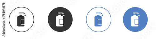 Liquid soap bottle icon pictogram set. Vector icon designs