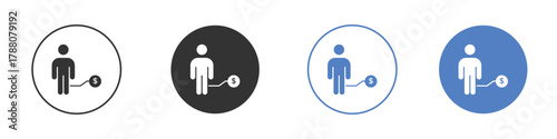 Man with debt icon pictogram set. Vector icon designs