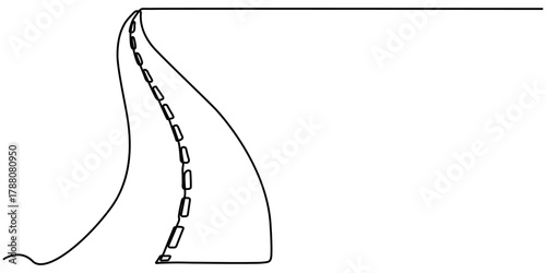 road continuous one line drawing, Continuous line vector illustration design of winding road, Simple Line Drawing of a Winding Road. 