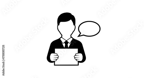 Management expert black white icon flat vector