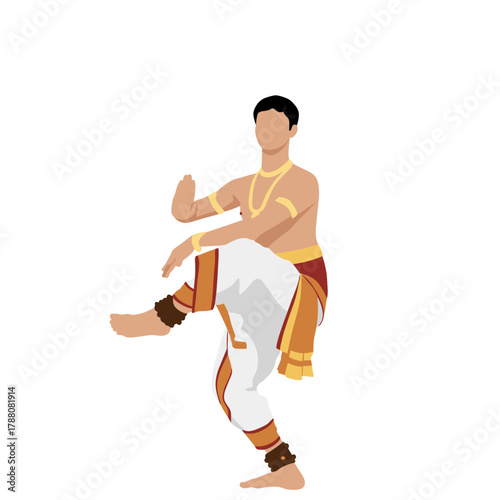 Classical Indian Dancer Performing Traditional Bharatanatyam Pose