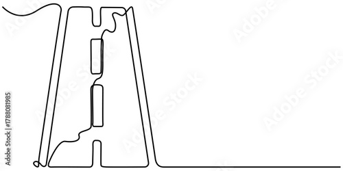 road continuous one line drawing, Continuous line vector illustration design of winding road, Simple Line Drawing of a Winding Road. 