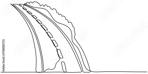 road continuous one line drawing, Continuous line vector illustration design of winding road, Simple Line Drawing of a Winding Road. 