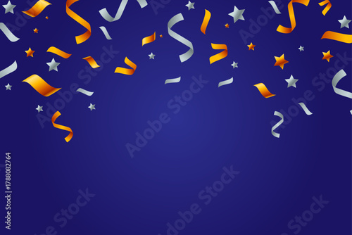 Sparkling celebration with falling confetti and stars creating a festive atmosphere for your special event design
