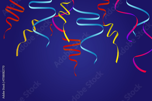 Vibrant party streamers cascade down, creating a festive and celebratory atmosphere perfect for any joyful occasion or event invitation background.