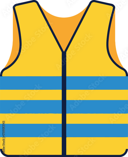 Yellow high visibility safety vest with blue reflective stripes, essential protective equipment for worker safety on construction and road work.