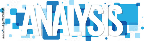 White text ANALYSIS over a modern blue geometric pattern for data interpretation