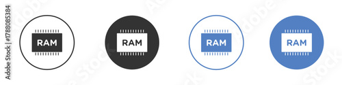 Ram memory icon pictogram set. Vector icon designs