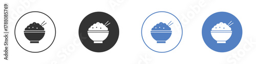 Rice bowl icon pictogram set. Vector icon designs