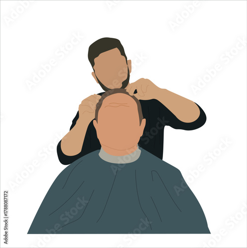 Barber shop vector. man getting his hair cut at the barbershop