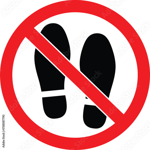 No stepping sign vector illustration on a clean background. prohibitory symbol for restricted areas, hygiene zones, safety, and public spaces.