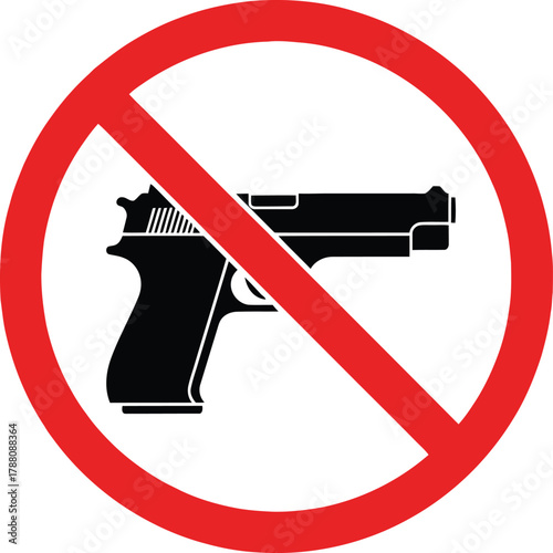 Prohibition sign for firearms, indicating no guns allowed in designated areas, emphasizing safety regulations and gun control measures in public spaces.
