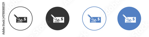 Signing cheque icon pictogram set. Vector icon designs