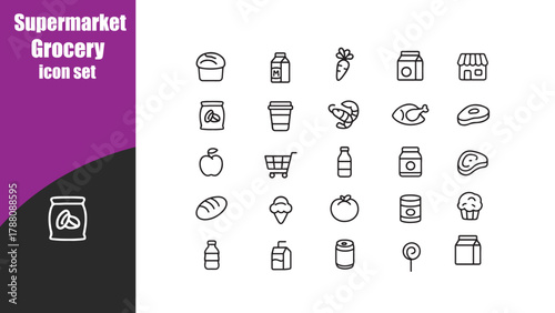 Supermarket Grocery  icon set
