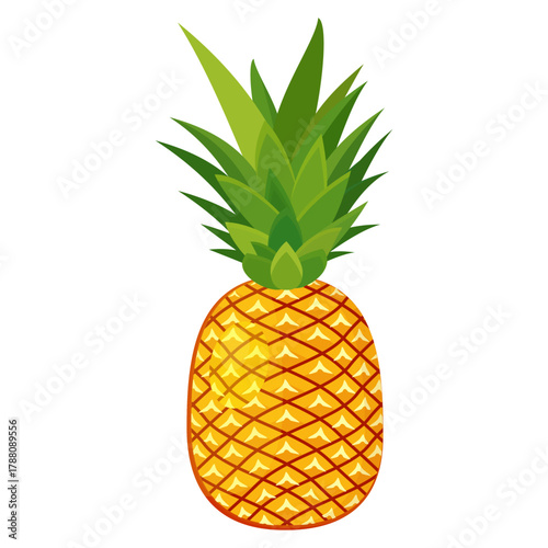pineapple fruit illustration with flat style design, fresh fruit.