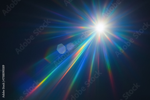 Rainbow Sunburst Rays with Bright Lens Flare