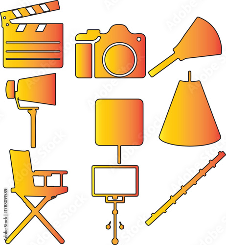 Collection of Film and Photography Production Equipment and Accessories for Visual Arts and Media Creation