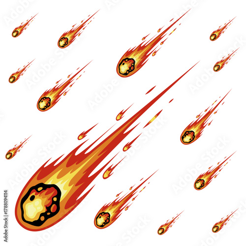 Meteor vector illustration, celestial and galactical design on transparent background