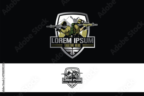 soldiers shooting logo design vector image template