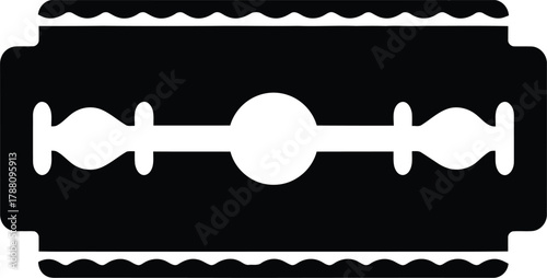 Razor blade icon graphic vector illustration for personal hygiene, shaving, grooming, sharpness, and danger concepts, isolated barber shop tool symbol.