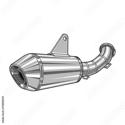 Detailed illustration of a motorcycle exhaust system component on a white background