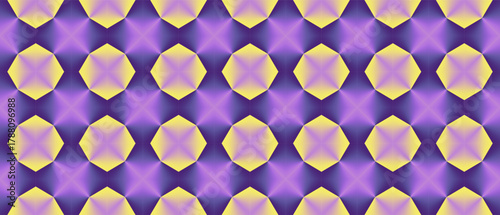 An abstract geometric pattern featuring repeating diamond shapes with a gradient of purple and yellow hues in a tessellating arrangement.