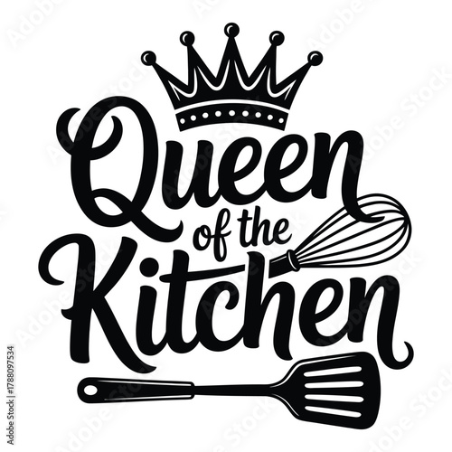 Queen of the Kitchen vector illustration with crown and spatula