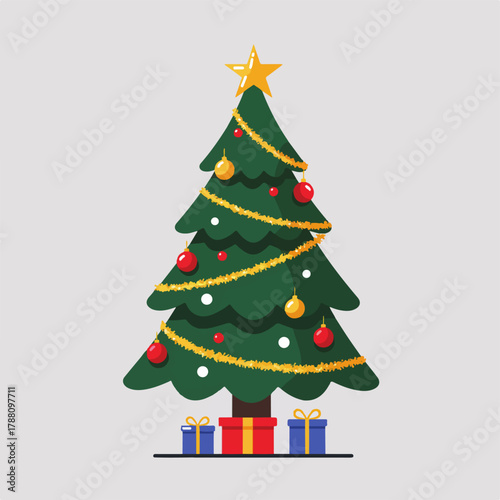 A Gilded Christmas Tree Radiating Festive Splendor