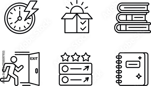 Time management and education icons