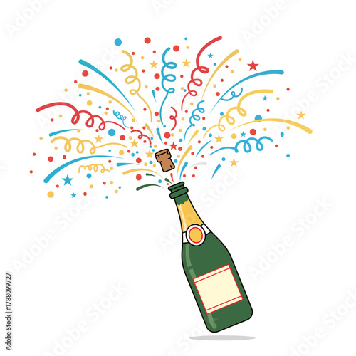 champagne bottle and fireworks