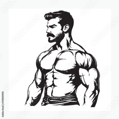 illustration of a man in black and white