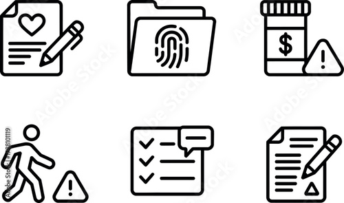 Set of icons representing various risks
