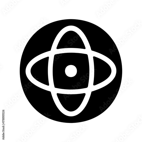 Abstract atom or global network icon in black and white Vector, illustration