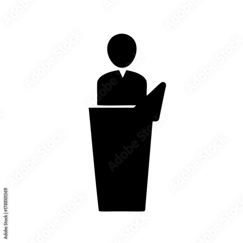 Public speaker at podium icon for presentation and event Vector, illustration