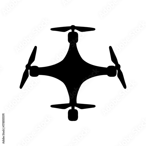 Modern drone silhouette icon for aerial technology concepts Vector, illustration