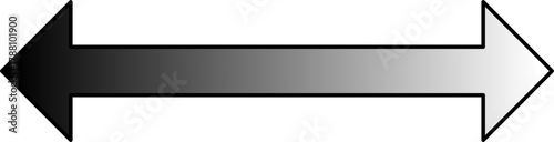 A horizontal double-headed arrow with a gradient from black to white, symbolizing a spectrum or transition.