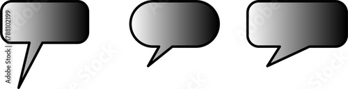 Three different styles of speech bubbles with a gradient fill, isolated on a white background.