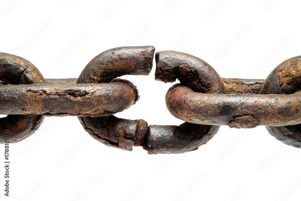 Obraz premium Minimalist Composition Featuring Broken Metal Chain as Concept of Liberation and Strength